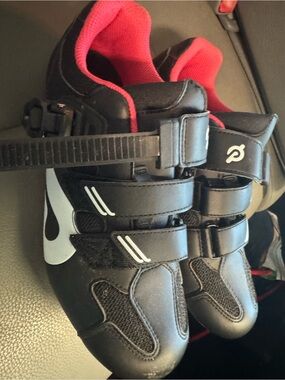 Peloton Black and Red Cycling Sneakers with Dual Straps